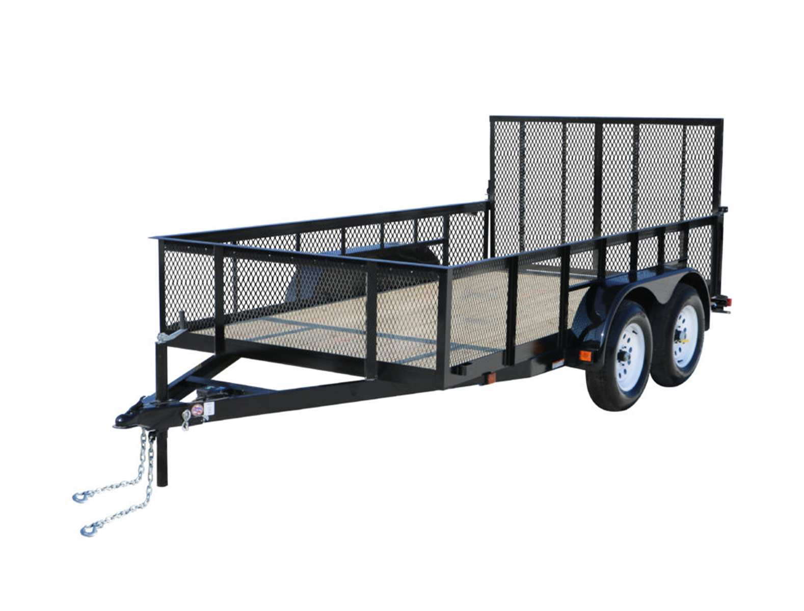 3K Utility Trailer with wood floor and steel mesh side rail