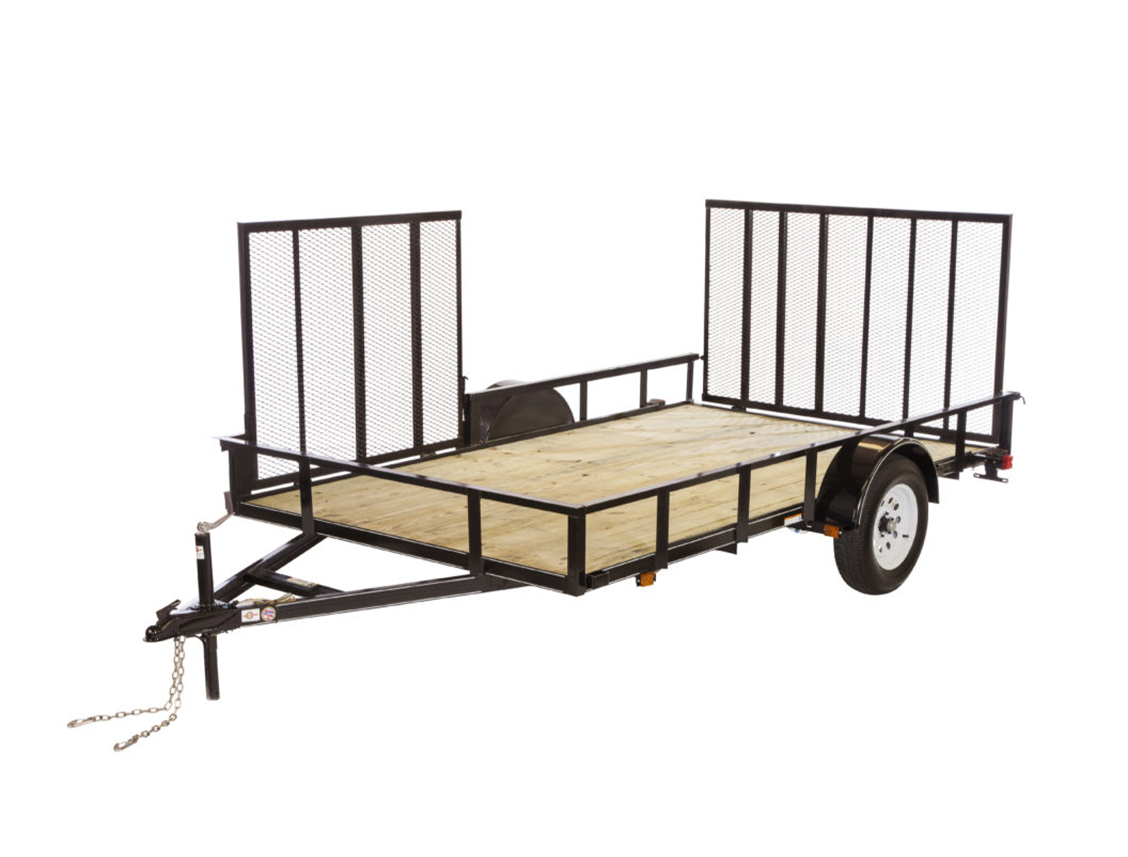 6x12 3K ATV Side Load Utility Trailer with wood floor and two gates